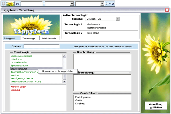 TippyTerm Schlagwortbereich