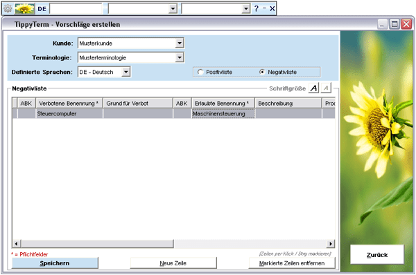 TippyTerm Vorschläge erstellen